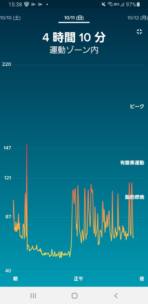 心拍数がリアルに見れて記録される